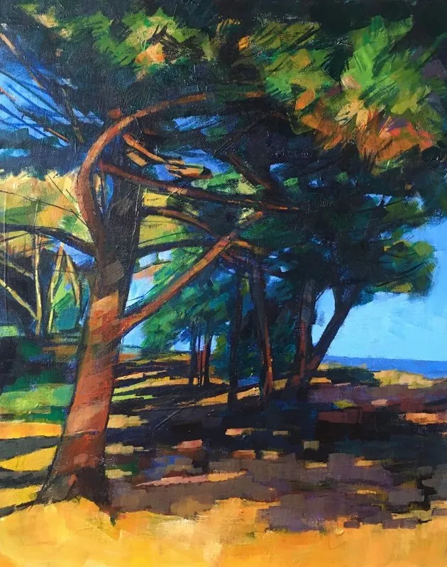 Dunster beach by Stuart Roper, acrylic on canvas board