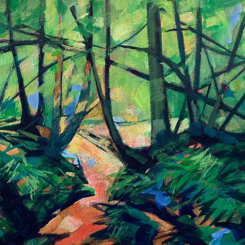 Puzzlewood 3 by Stuart Roper, acrylic on box canvas