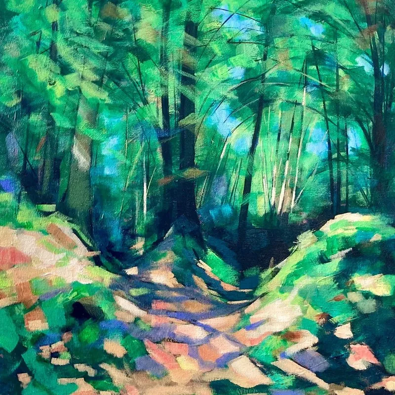Puzzlewood No1 by Stuart Roper, acrylic on box canvas