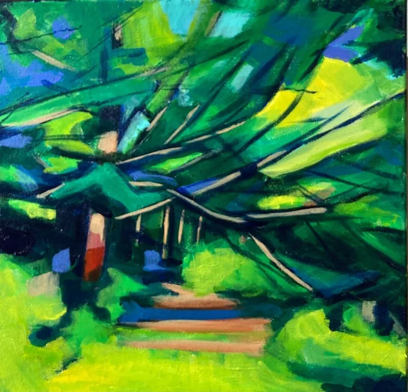 Savernake Forest by Stuart Roper, acrylic on canvas