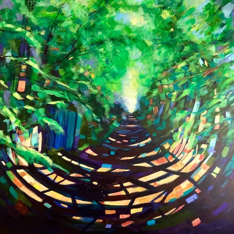 Swirling light by Stuart Roper, acrylic on box canvas