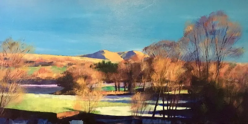 January sunrise by Stuart Roper, acrylic on box canvas