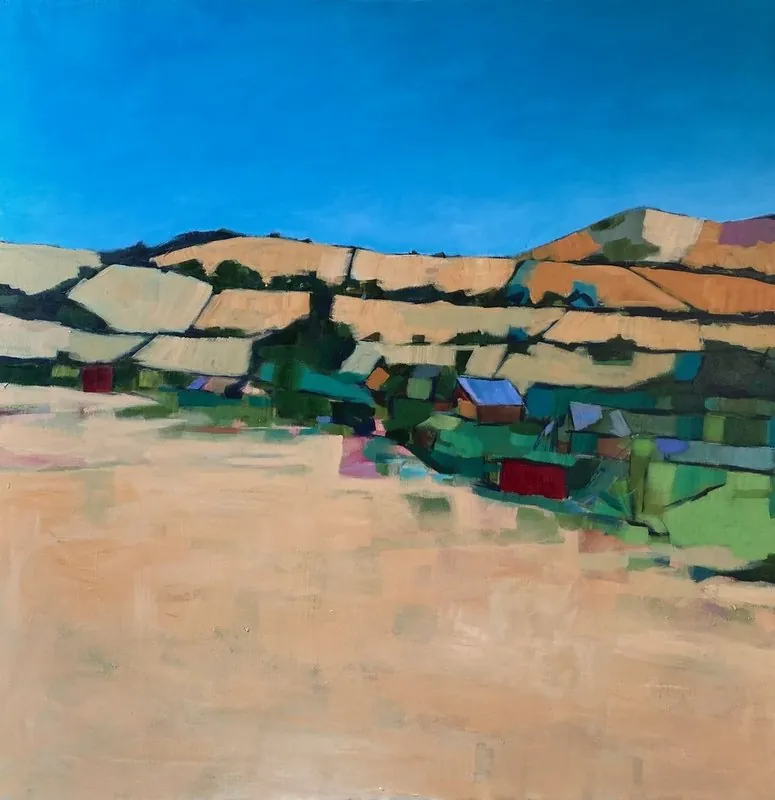 Knucklas allotment 2026 by Stuart Roper, mixed media on box canvas