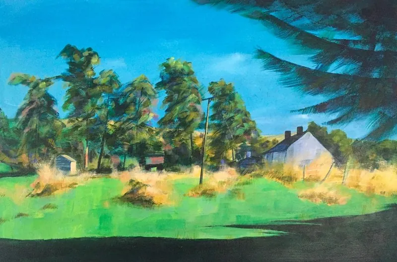 Lower farm by Stuart Roper, acrylic on canvas