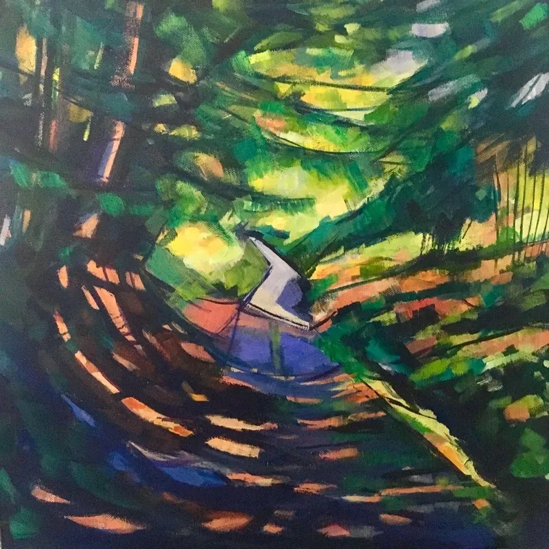 Path from Cwm Jenkins by Stuart Roper, acrylic on box canvas