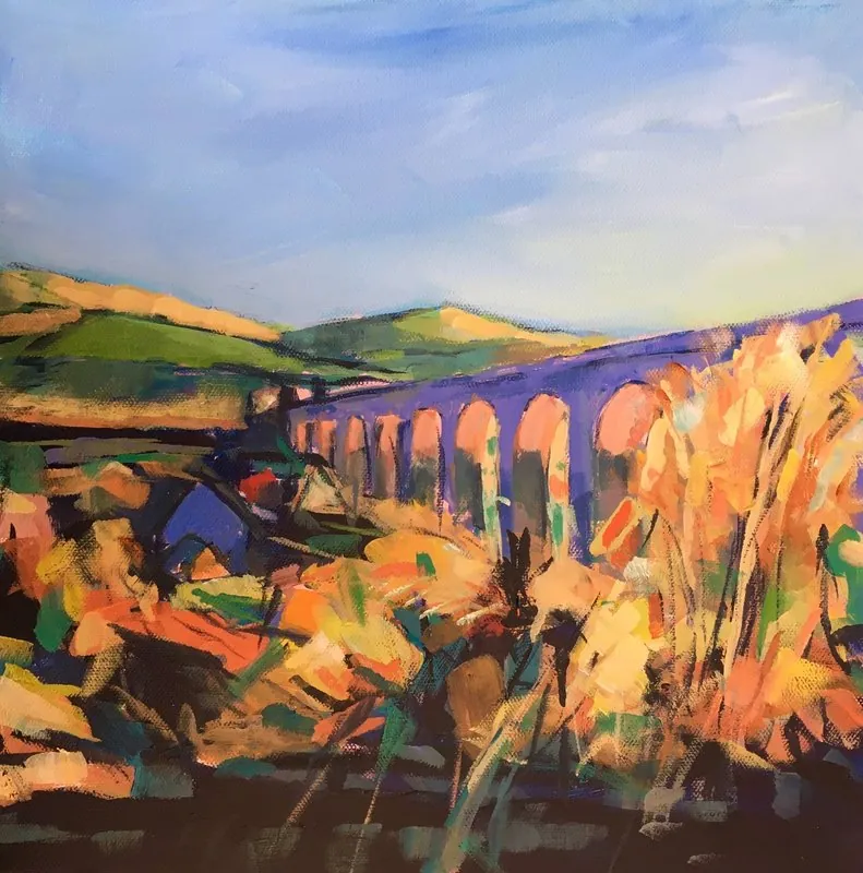 Viaduct study by Stuart Roper, acrylic on box canvas